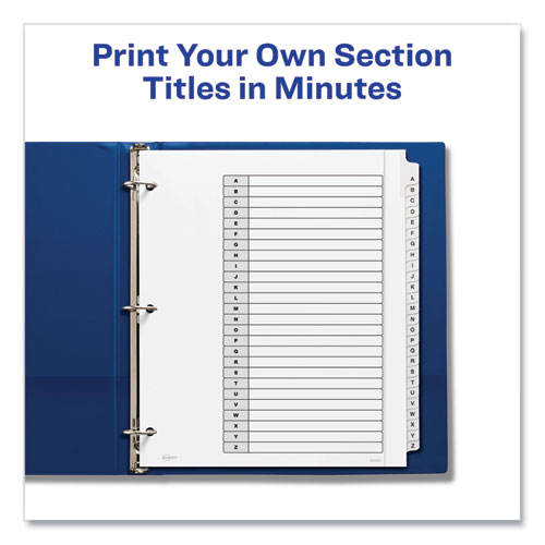 Picture of Customizable TOC Ready Index Black and White Dividers, 26-Tab, A to Z, 11 x 9.25, 1 Set