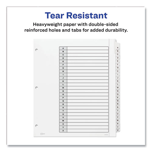 Picture of Customizable TOC Ready Index Black and White Dividers, 26-Tab, A to Z, 11 x 9.25, 1 Set