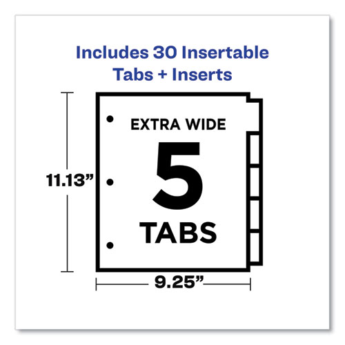 Picture of Insertable Big Tab Dividers, 5-Tab, Single-Sided Copper Edge Reinforcing, 11.13 x 9.25, White, Clear Tabs, 1 Set