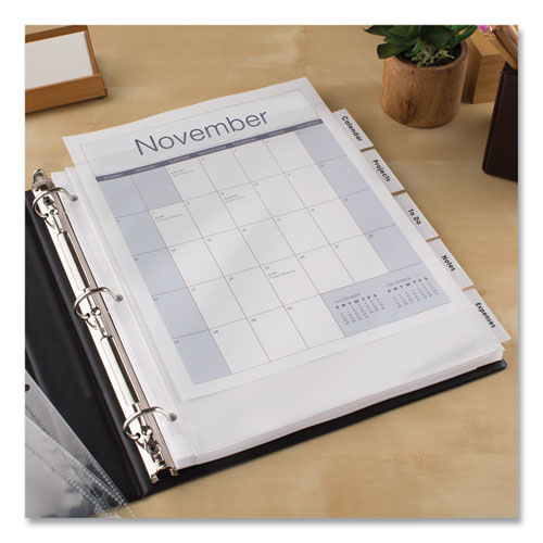 Picture of Insertable Big Tab Dividers, 5-Tab, Single-Sided Copper Edge Reinforcing, 11.13 x 9.25, White, Clear Tabs, 1 Set