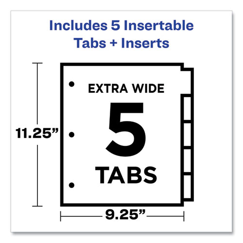 Picture of Insertable Big Tab Plastic Three-Pocket Corner Lock Dividers, 5-Tab, 11.13 x 9.25, Assorted, 1 Set