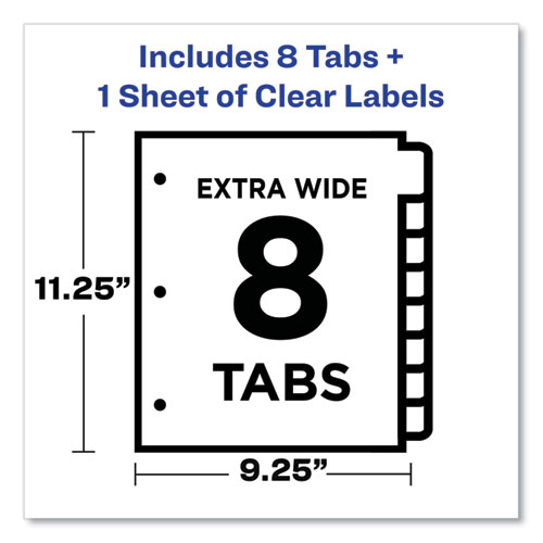 Picture of Print and Apply Index Maker Clear Label Dividers, Extra Wide Tab, 8-Tab, 11.25 x 9.25, White, 1 Set