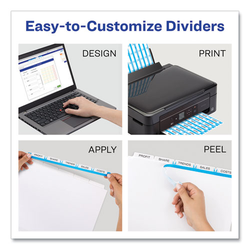 Picture of Print and Apply Index Maker Clear Label Dividers, Extra Wide Tab, 5-Tab, White Tabs, 11.25 x 9.25, White, 5 Sets