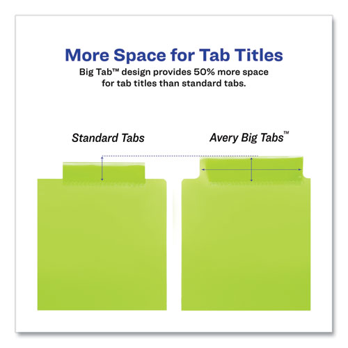 Picture of Insertable Big Tab Plastic 2-Pocket Dividers, 5-Tab, 11.13 x 9.25, Assorted, 1 Set