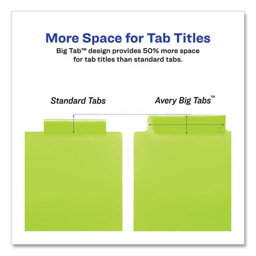 Picture of Insertable Big Tab Plastic 2-Pocket Dividers, 8-Tab, 11.13 x 9.25, Assorted, 1 Set