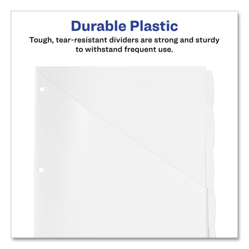 Picture of Write and Erase Durable Plastic Dividers with Straight Pocket, 5-Tab, 11.13 x 9.25, White, 1 Set