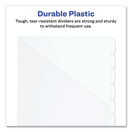 Picture of Write and Erase Durable Plastic Dividers with Straight Pocket, 8-Tab, 11.13 x 9.25, White, 1 Set