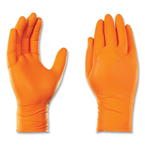 Picture of Heavy-Duty Industrial Nitrile Gloves, Powder-Free, 8 mil, XX-Large, Orange, 100 Gloves/Box, 10 Boxes/Carton