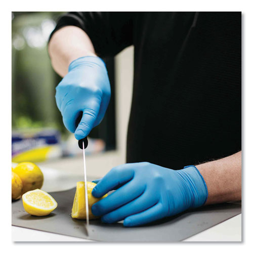 Picture of Industrial Nitrile Gloves, Powder-Free, 3 mil, Medium, Blue, 100/Box, 10 Boxes/Carton