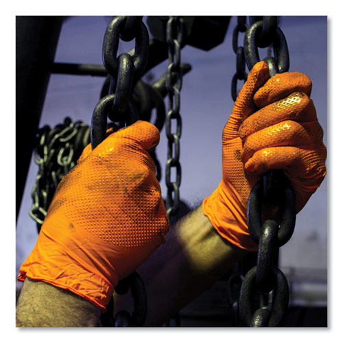 Picture of Heavy-Duty Industrial Gloves, Powder-Free, 8 mil, Large, Orange, 100 Gloves/Box, 10 Boxes/Carton