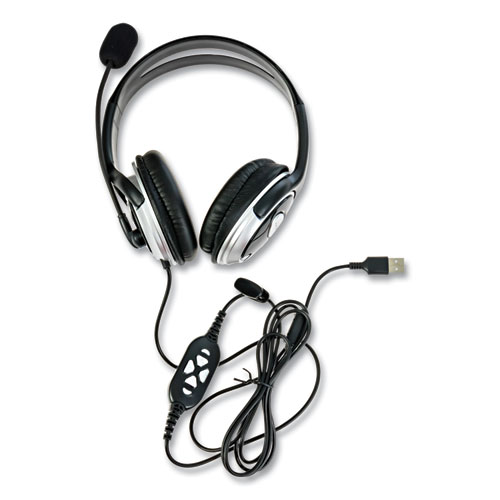 ZuM+Binaural+Over+The+Head+Headset%2C+Black%2FSilver