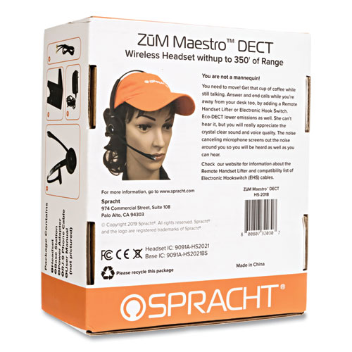 Picture of ZuM Maestro DECT Monaural Over The Head Headset, Black