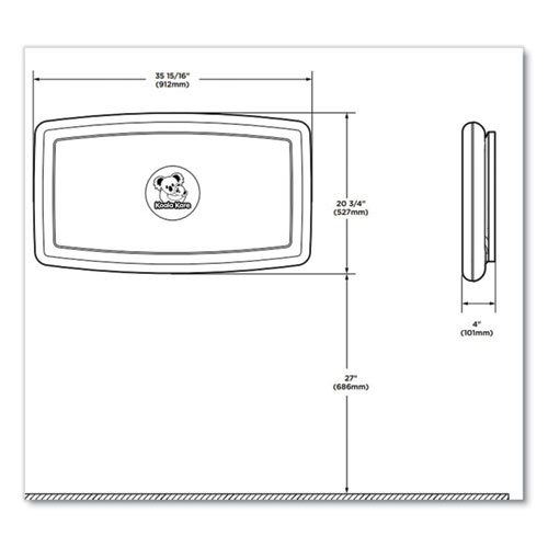 Picture of Baby Changing Station, Wall Horizontal Mount, 36.5 x 21.25, Gray