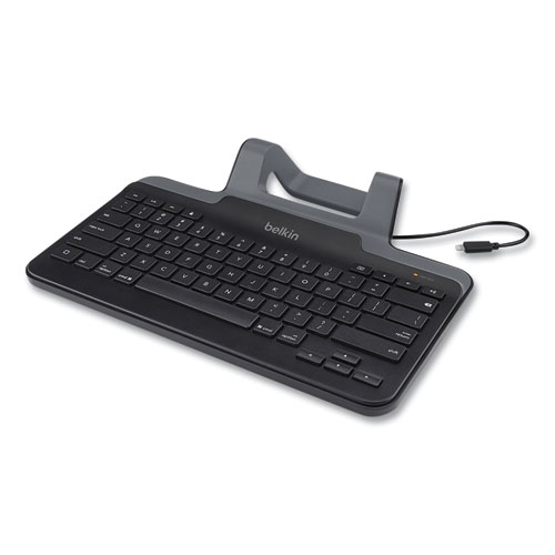 Picture of Wired Tablet Keyboard with Stand for iPad with Lightning Connector, Black