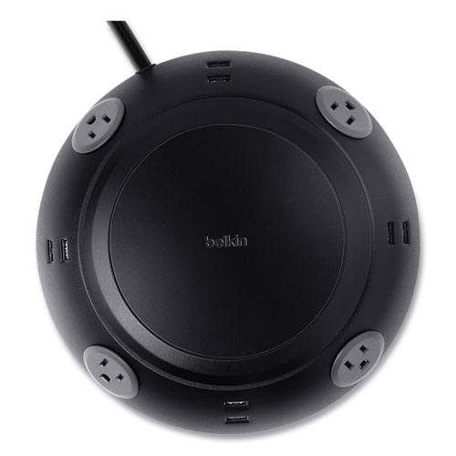 Picture of Meeting Room Power Center, 4 AC Outlets/8 USB Ports, 6 ft Cord, 1,080 J, Black