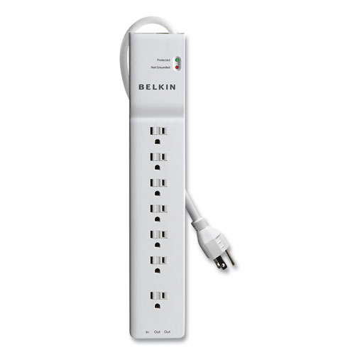 Picture of Home/Office Surge Protector, 7 AC Outlets, 6 ft Cord, 2,320 J, White