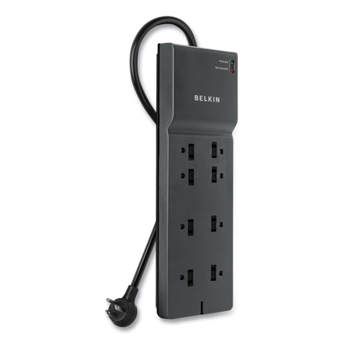 Picture of Home/Office Surge Protector, 8 AC Outlets, 8 ft Cord, 2,500 J, Black