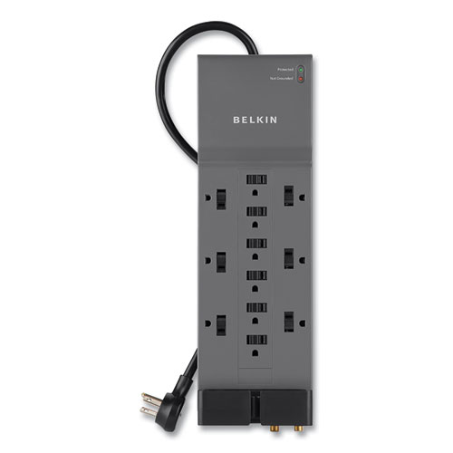 Picture of Professional Series SurgeMaster Surge Protector, 12 AC Outlets, 8 ft Cord, 3,780 J, Dark Gray