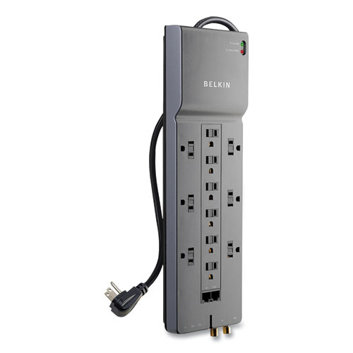 Picture of Professional Series SurgeMaster Surge Protector, 12 AC Outlets, 10 ft Cord, 3,996 J, Dark Gray