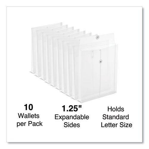Picture of Top Opening Poly Envelopes, 1.25" Expansion, Letter Size, Clear, 10/Pack