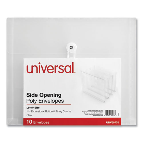 Picture of Side Opening Poly Envelopes, 1" Expansion, Letter Size, Clear, 10/Pack