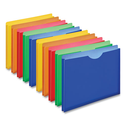 Picture of Expanding Poly File Jackets, 1 Section, Straight Tab, Letter Size, Assorted, 10/Pack