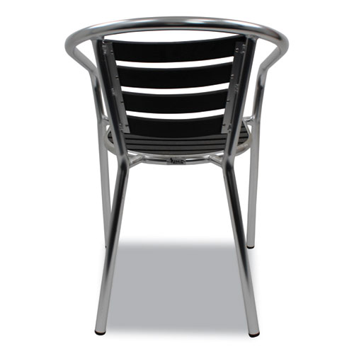 Picture of Pinzon Series Chairs, Support Up to 300 lb, 18" Seat Height, Black/Silver Seat, Black/Silver Back, Silver Base