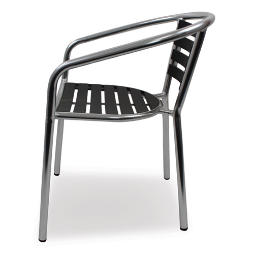 Picture of Pinzon Series Chairs, Support Up to 300 lb, 18" Seat Height, Black/Silver Seat, Black/Silver Back, Silver Base