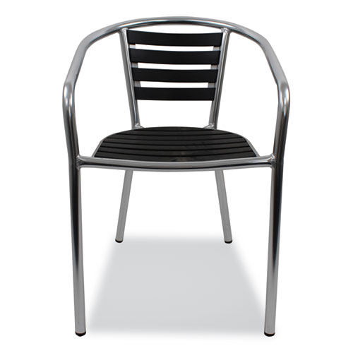 Picture of Pinzon Series Chairs, Support Up to 300 lb, 18" Seat Height, Black/Silver Seat, Black/Silver Back, Silver Base