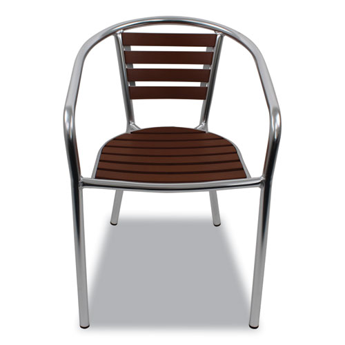 Picture of Pinzon Series Chairs, Support Up to 300 lb, 18" Seat Height, Tan/Silver Seat, Tan/Silver Back, Silver Base