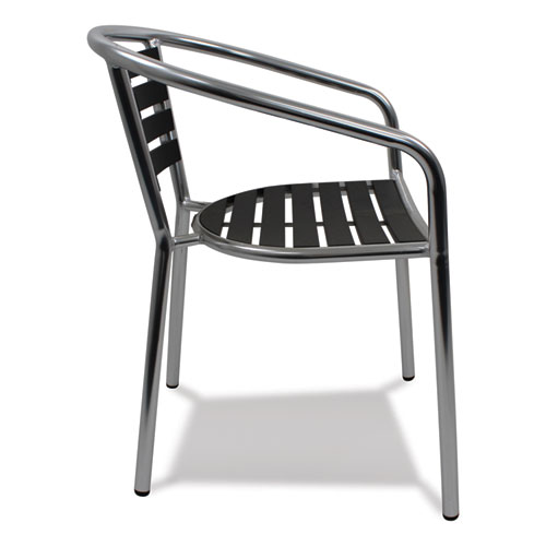 Picture of Pinzon Series Chairs, Support Up to 300 lb, 18" Seat Height, Black/Silver Seat, Black/Silver Back, Silver Base