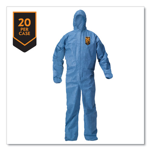 Picture of A20 Breathable Particle Protection Coveralls, Zip Front, Hood, Elastic Back, Wrists, Ankles, 4X-Large, Blue, 20/Carton