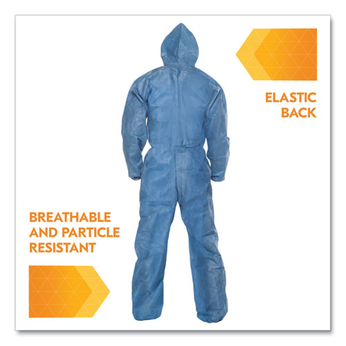 Picture of A20 Breathable Particle Protection Coveralls, Zip Front, Hood, Elastic Back, Wrists, Ankles, 4X-Large, Blue, 20/Carton