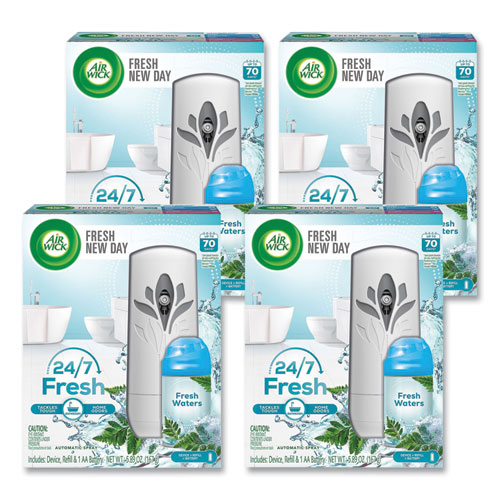 Picture of Freshmatic Life Scents Starter Kit, 5.89 oz Fresh Waters Refill/AA Battery, 4 Kits/Carton