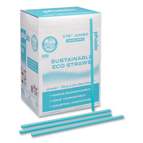 Picture of Marine Biodegradable Straws, 7.75", Ocean Blue, 6,000/Carton