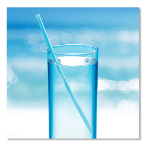 Picture of Marine Biodegradable Straws, 7.75", Ocean Blue, 6,000/Carton