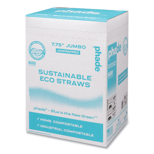 Picture of Marine Biodegradable Straws, 7.75", Ocean Blue, 6,000/Carton