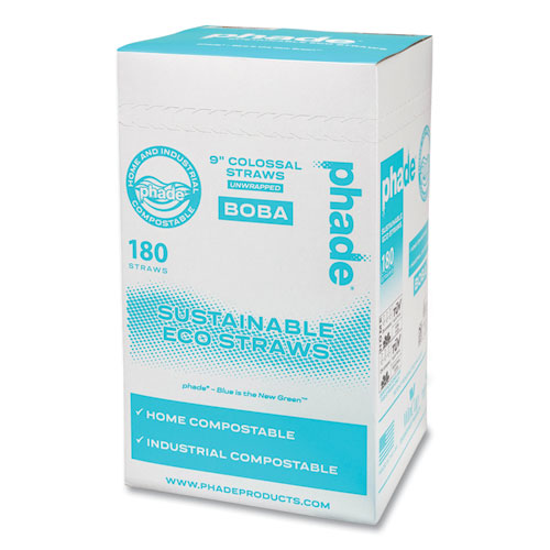 Picture of Marine Biodegradable Straws, Boba Straws, 9", Ocean Blue, 720/Carton