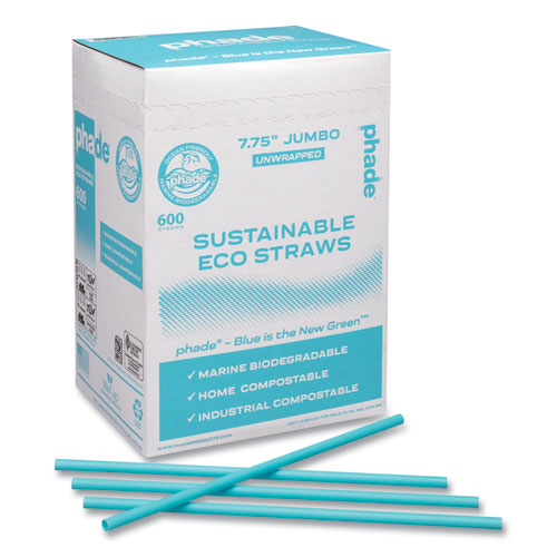 Picture of Marine Biodegradable Straws, 7.75", Ocean Blue, 6,000/Carton