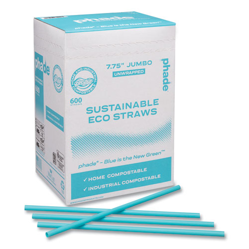 Picture of Marine Biodegradable Straws, 7.75", Ocean Blue, 6,000/Carton