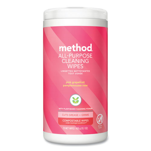 All+Purpose+Cleaning+Wipes%2C+1+Ply%2C+Pink+Grapefruit%2C+White%2C+70%2FCanister%2C+6%2FCarton