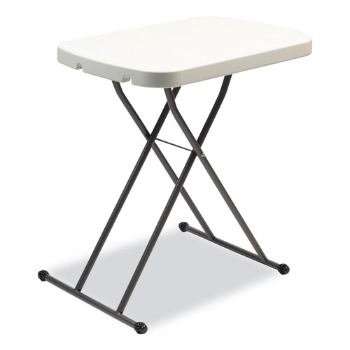 Picture of Height-Adjustable Personal Folding Table, Rectangular, 25.6" x 17.7" x 19" to 28", White Top, Dark Gray Legs