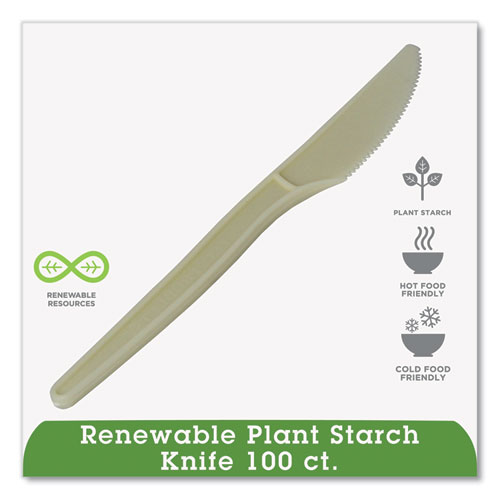 Picture of EcoSense Renewable Plant Starch Cutlery, Knife, 7", 50/Pack