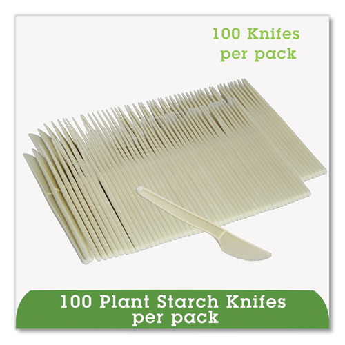 Picture of EcoSense Renewable Plant Starch Cutlery, Knife, 7", 50/Pack