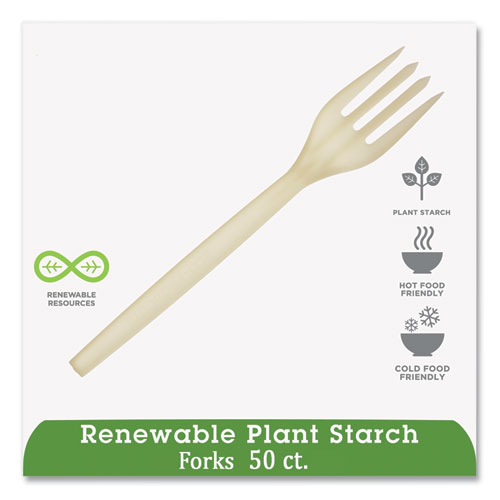 Picture of EcoSense Renewable Plant Starch Cutlery, Fork, 7", 50/Pack