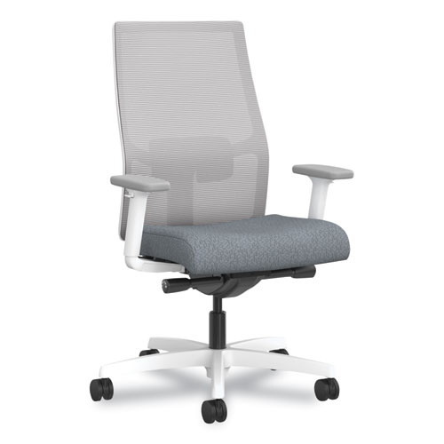 Picture of Ignition 2.0 4-Way Stretch Mid-Back Task Chair, Orange Adjustable Lumbar Support, Basalt Seat, Fog Back, White Base