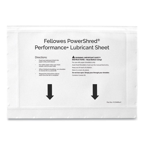 Picture of Powershred Performance+ Lubricant Sheets, 8.5 x 6, 10/Pack