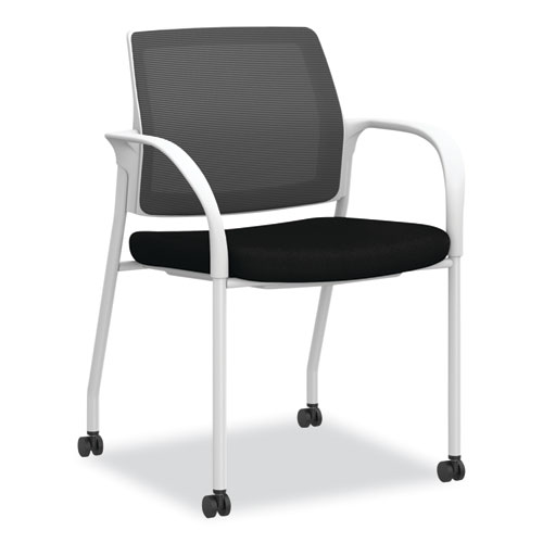 Picture of Ignition Series Mesh Back Mobile Stacking Chair, Fabric Seat, 25 x 21.75 x 33.5, Black/White