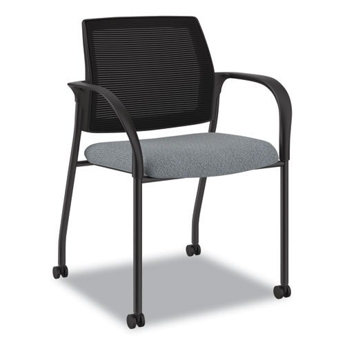 Picture of Ignition Series Mesh Back Mobile Stacking Chair, Fabric Seat, 25 x 21.75 x 33.5, Basalt/Black