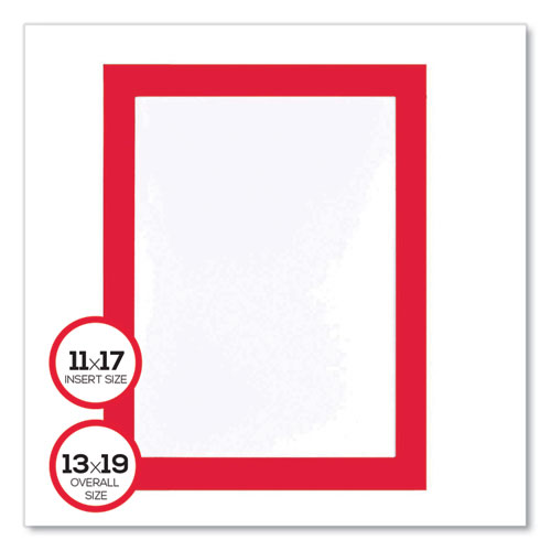 Picture of Self Adhesive Sign Holders, 11 x 17 Insert, Clear with Red Border, 2/Pack